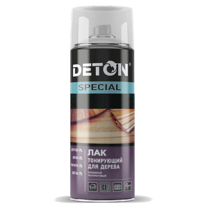 Deton Special тонирующий лак, защитный для дерева, название цвета "Сосна", в аэрозольном баллоне, объем 520мл.