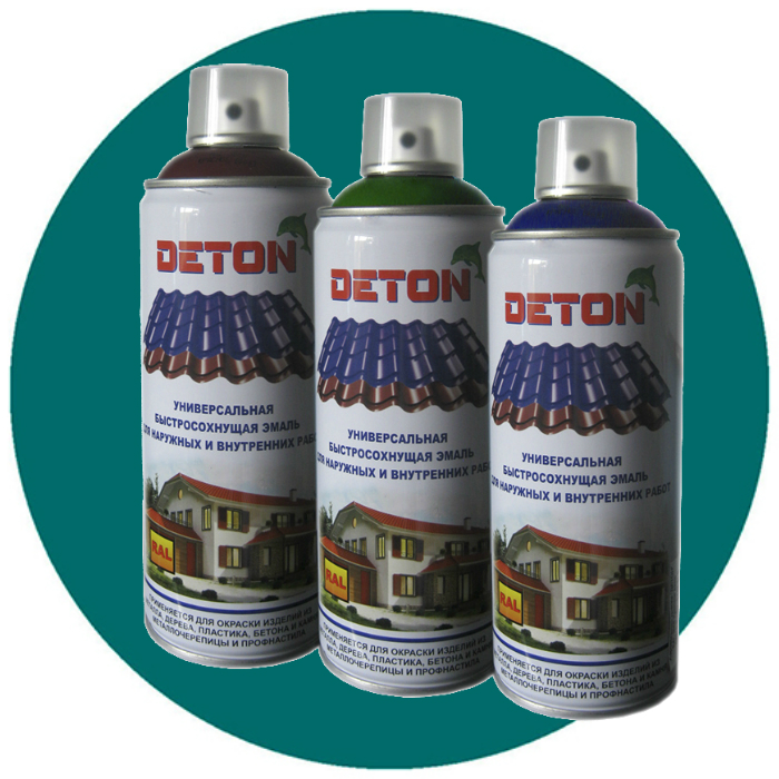 Deton RAL Аэрозольная эмаль для металлочерепицы RAL Professional, название цвета "Водянисто-синий", RAL5021, объем 520мл.