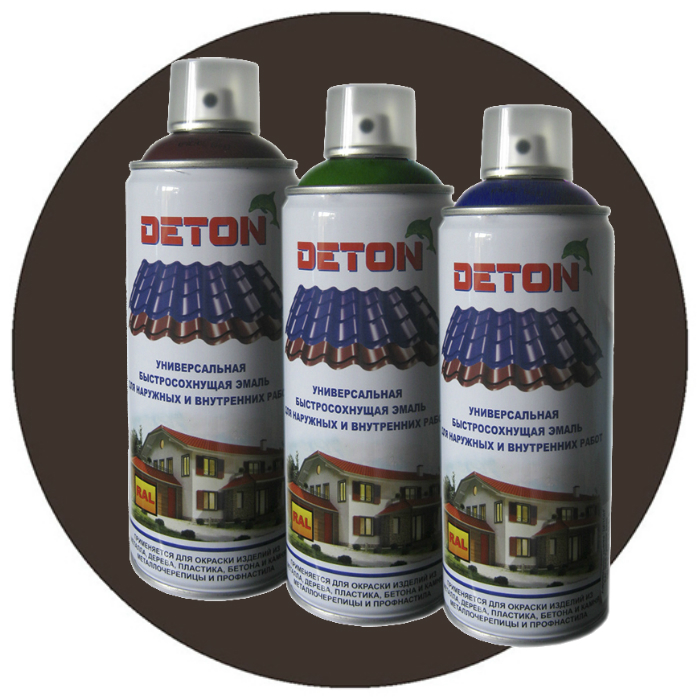 Deton RAL Аэрозольная эмаль для металлочерепицы RAL Professional, название цвета "Серо-коричневый", RAL8019, объем 520мл.
