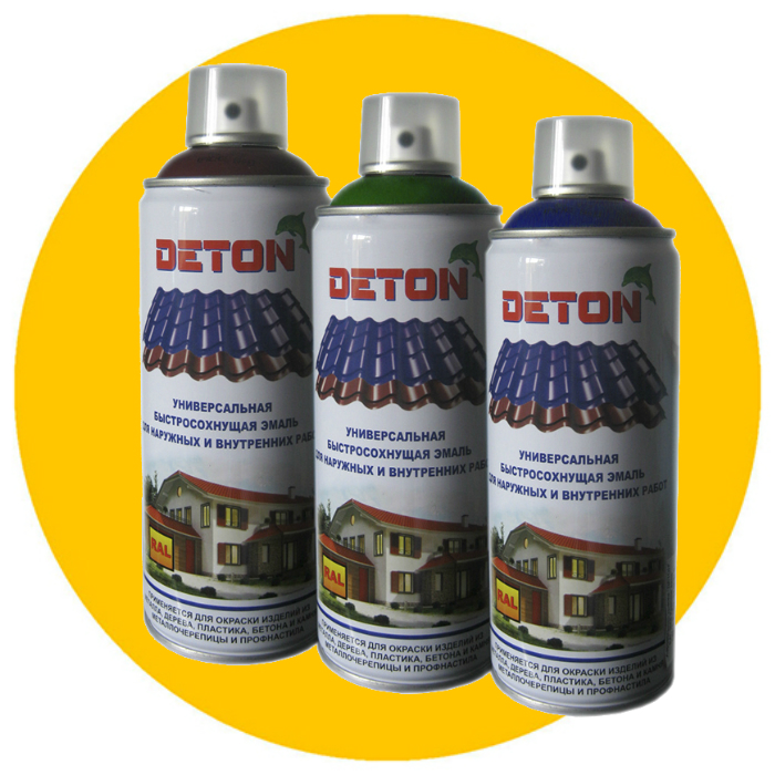 Deton RAL Аэрозольная эмаль для металлочерепицы RAL Professional, название цвета "Цинковый желтый", RAL1018, объем 520мл.