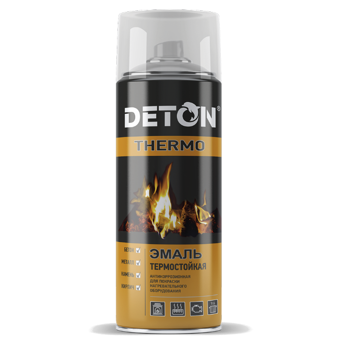 Deton Thermo Автоэмаль термостойкая до 400 С, название цвета "Белый", в аэрозольном баллоне, объем 520мл.