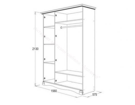 Шкаф "Ольга-1Н" 3-х дверный для одежды и белья
