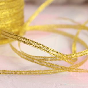 Лента металлизированная для творчества Золотая 3 мм