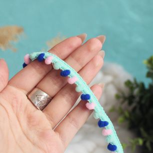 Тесьма с помпонами Мятная 1м