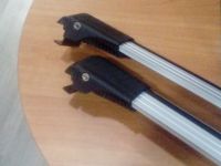 Багажник на рейлинги Nissan Pathfinder 2006-14, Lux Hunter, серебристый, крыловидные аэродуги