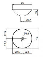 Раковина Antonio Lupi Velo Velotondo45 45х45 схема 2