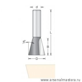 Фреза ласточкин хвост угол 7 гр D 15,9 x 15,9 L 44,5 хвостовик 8 Dimar 1040075