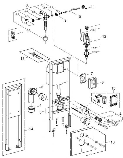 Инсталляция для унитаза Grohe Rapid SL 38675001 схема 35