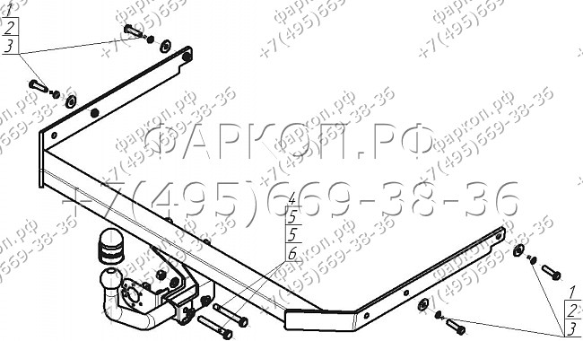 Фаркоп с оцинкованным шаром Ford Focus III седан 2011-2018 крепление шара на двух болтах