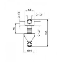 Девиатор для ванны Webert Ottocento AC0395065 встраиваемый схема 2