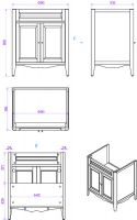 Тумба с раковиной Tiffany World Veronica Nuovo VER2073-T+AR834bi*1 73*54*81 схема 2