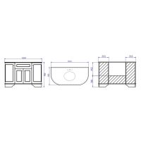 Тумба с раковиной Tiffany World York YOR4130-BO+S53 bi 129*58*86 схема 2