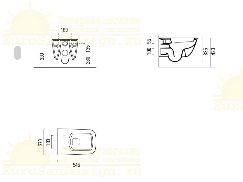 Подвесной унитаз GSI Sand 9015 54,5х37 схема 1