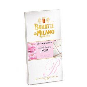 Шоколад Белый с розой Baratti & Milano Cioccolato Bianco alla Rosa - 75 г (Италия)