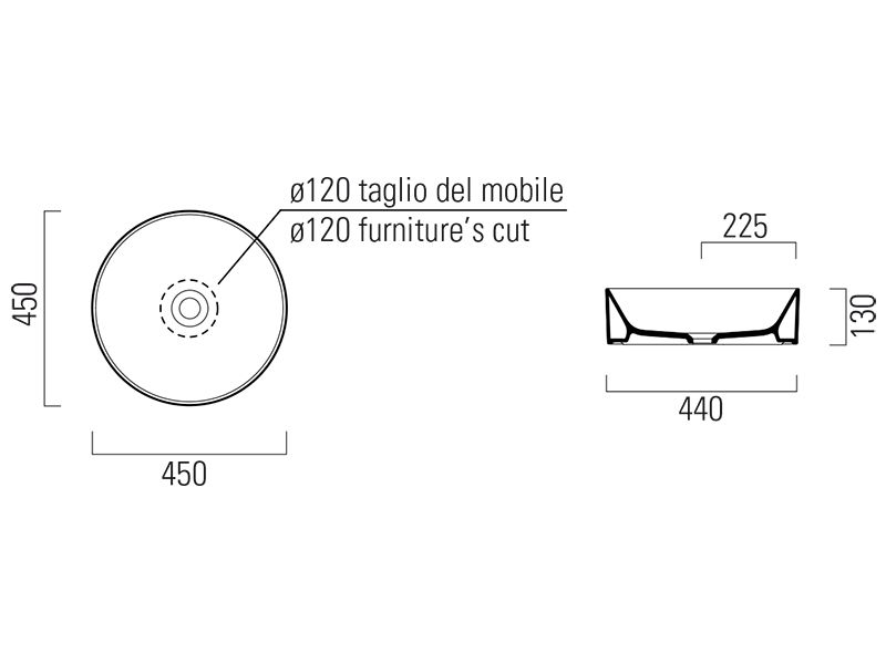 Накладная раковина GSI Kube X 9427 45х45 схема 1