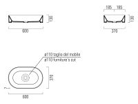 Накладная раковина GSI Kube X 9458 60х37 схема 1