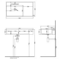 Раковина Cielo Plinio PNLA85 мебельная накладная 85х46 схема 1