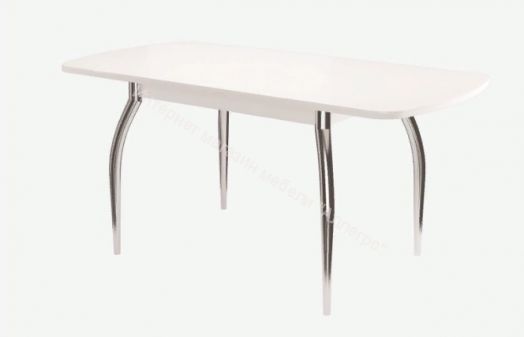 Стол обеденный "Бостон-3" Белый глянец/хром триумф