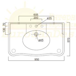 Подвесная раковина Cielo Windsor WINCON95B 95х57 схема 1