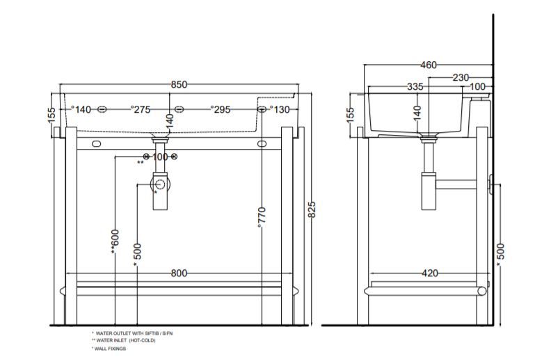 Консоль для раковины Cielo Plinio PNST85E из массива дерева 90х48 схема 6