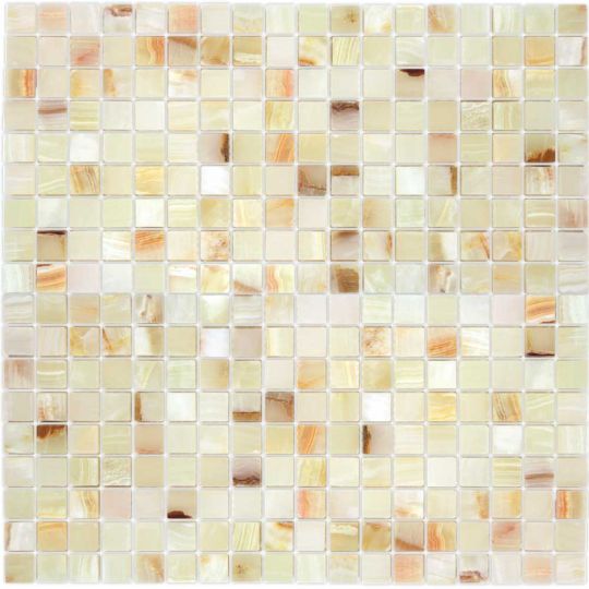 Мозаика LeeDo - Caramelle: Pietrine - Onice Jade Bianco полированная 15x15x7 мм