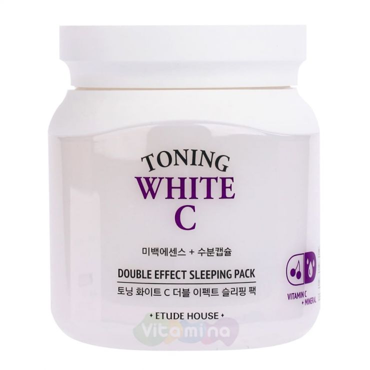 Etude House Увлажняющая осветляющая ночная маска для лица Toning White C Double Effect Sleeping Pack, 100 мл