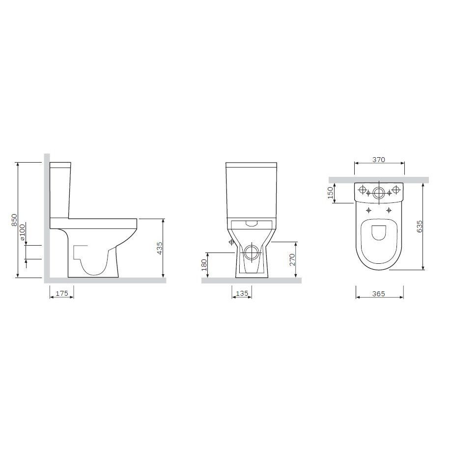 Безободковый унитаз моноблок Am.Pm Spirit V2.0 (Спирит V2.0) C708600SC схема 2