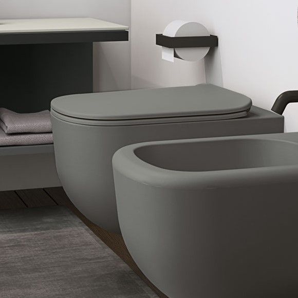 Изображение Серый подвесной безободковый унитаз Cielo Era ERVSK