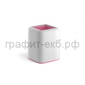 Стакан для ручек ErichKrause FORTE Pastel белый с розовой вставкой 53253