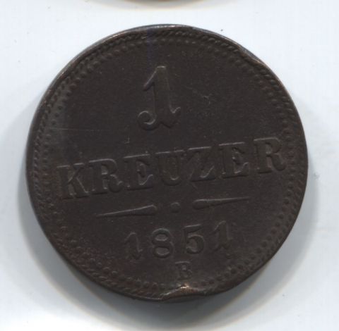 1 крейцер 1851 B Австрия