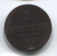 1 крейцер 1851 B Австрия