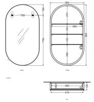 Овальный зеркальный шкафчик Cielo I Catini CASPCO 50х90 схема 3