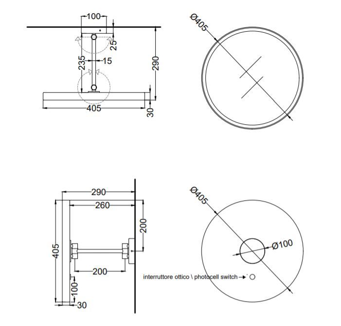 Зеркало увеличительное Cielo Pluto PLSPL с подсветкой 40х40 ФОТО