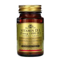 Солгар Витамин Д3 (Vitamin D3) 1000МЕ, 100 жевательных таблеток