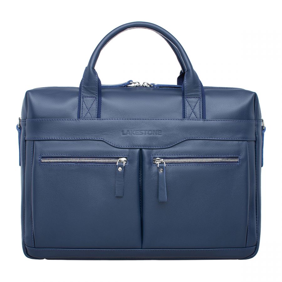 Деловая мужская кожаная сумка Lakestone Dorset Dark Blue