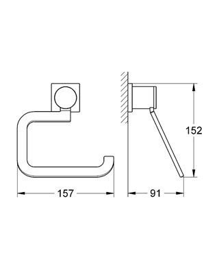 Держатель для туалетной бумаги Grohe Allure 40279000 15.7х15.2 схема 2