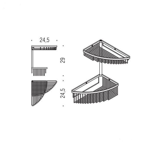 Двухярусная угловая полочка в душ Colombo Complimenti B9609 схема 3