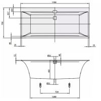 схема ванны Villeroy Boch Squaro Edge12 UBQ170SQE2DV-01