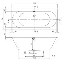 схема ванны Villeroy Boch Oberon 2.0 UBQ170OBR2DV-01