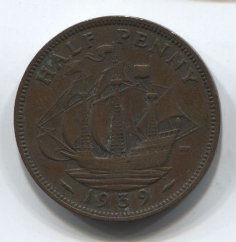 1/2 пенни 1939 Великобритания