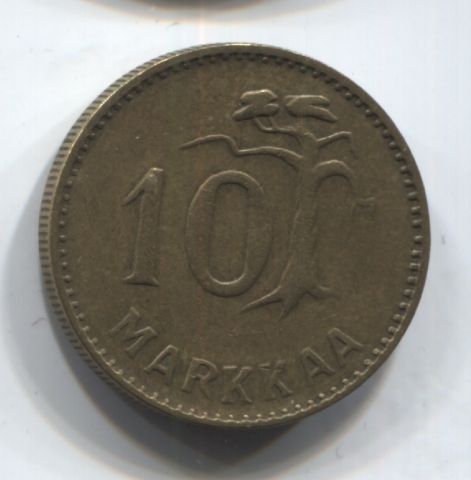 10 марок 1954 Финляндия редкий год