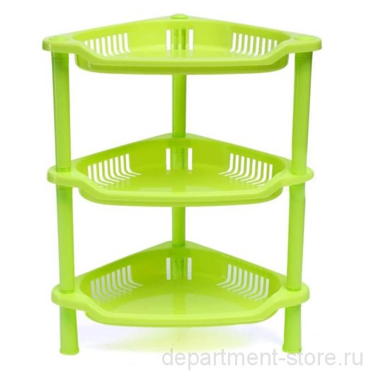 Этажерка пластиковая угловая 3-х ярусная (28 х 37 см), цвет зелёный
