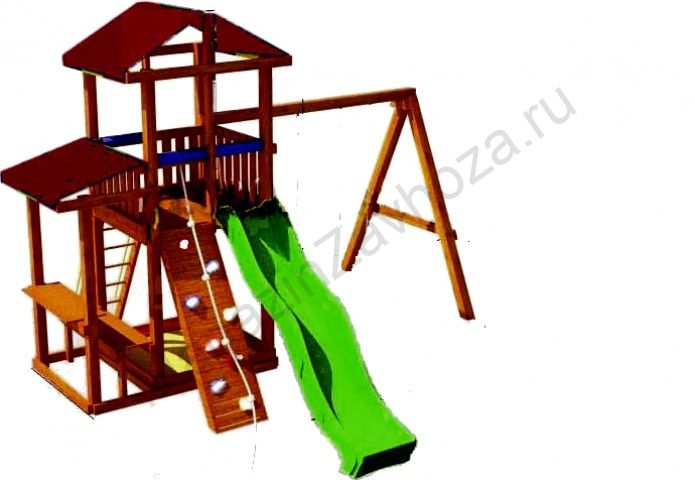 Деревянный игровой городок с канатом