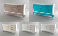 Комоды с ящиками и дверцей разных цветов