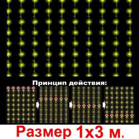 Гирлянда-занавес «Водопад» (жёлтый, 1х3м)