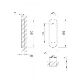 Ручка Tupai 3075 для раздвижных дверей