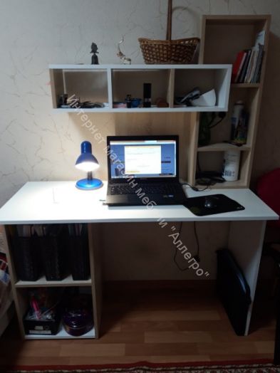 Компьютерный стол "Олимп" Белый/Дуб сонома