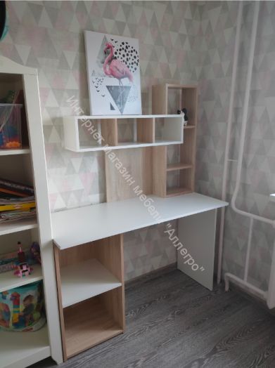 Компьютерный стол "Олимп" Белый/Дуб сонома