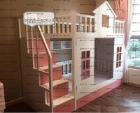 Кровать двухъярусная Домик Теремок №14, Массив