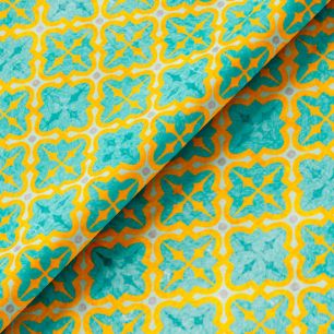 Хлопок Сатин - Мятно-золотые узоры 50х37 limit